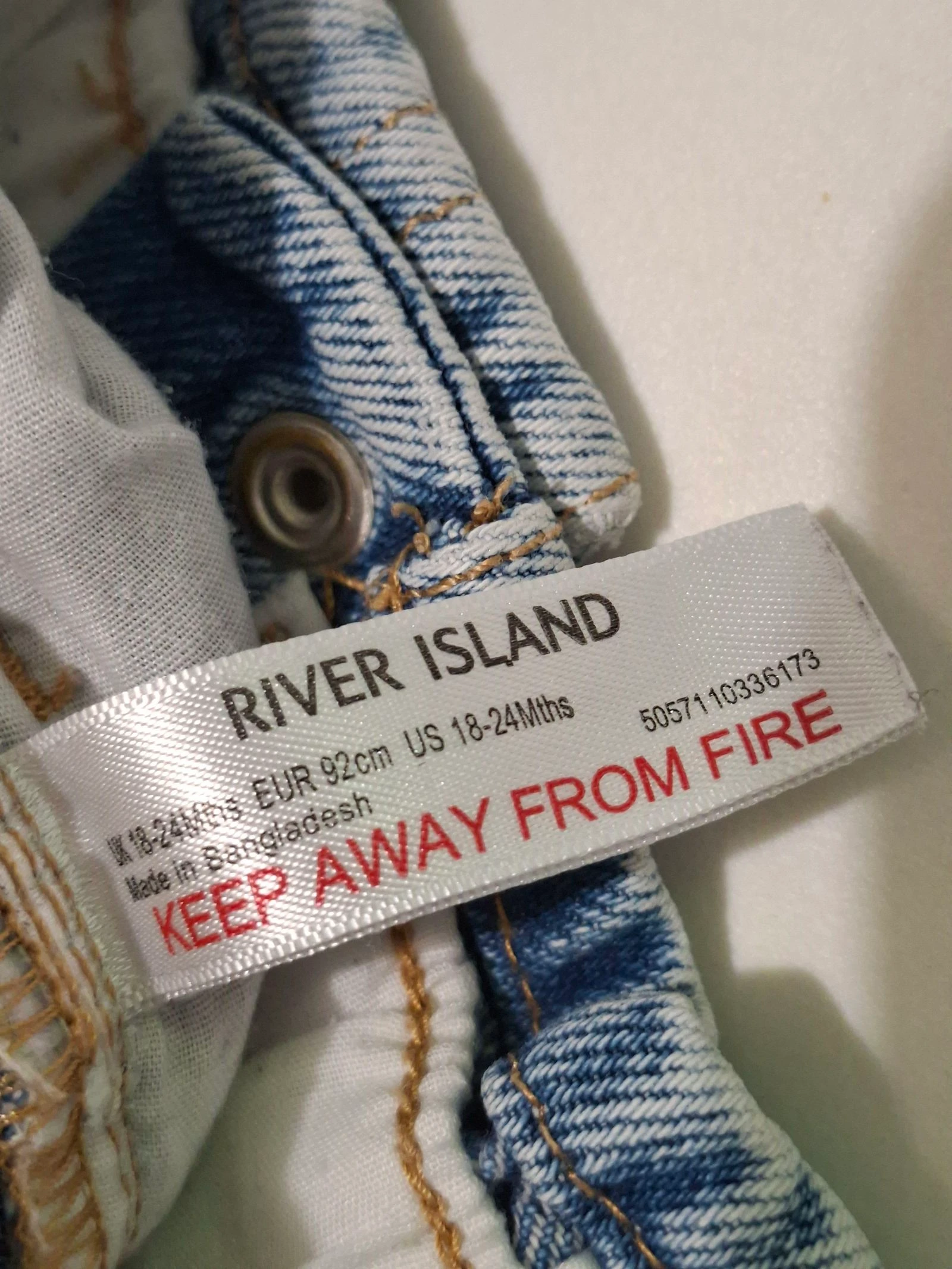 River Island Mini 18-24 months 92 cm blue high-waisted denim shorts – photo 5
